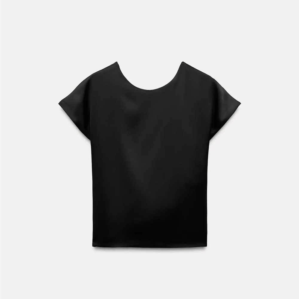 Zara Knotted Back Satin Effect Top